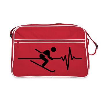 Le ski, c’est ma vie, mon battement de cœur, le ski, la pente - Sac Retro - rouge/blanc - Devant