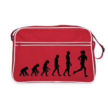 COURSE DE JOGGING FEMME, COURSE PUISSANTE ! MARATHON GIRL POWER - Sac Retro - rouge/blanc - Devant