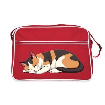 chat endormi - Sac Retro - rouge/blanc - Devant