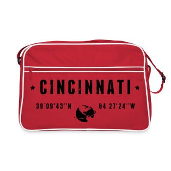 Coordonnées GPS de Cincinnati, Ohio - Sac Retro - rouge/blanc - Devant