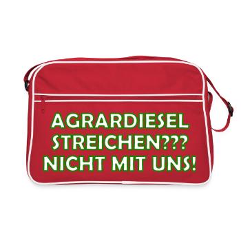 Agrardiesel streichen? Nicht mit Uns - Retro Tasche - Rot/Weiß - Vorne
