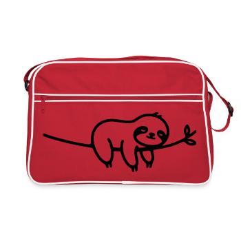 Schlafendes Faultier auf Ast Tiermotiv - Retro Tasche - Rot/Weiß - Vorne