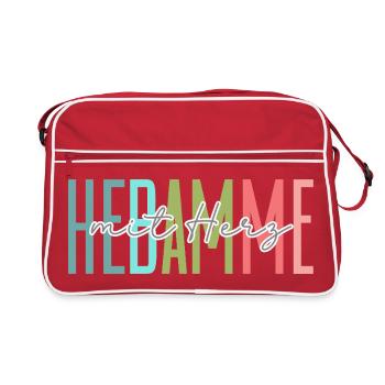 Midwife with heart design - Retro Bag - red/white - Front