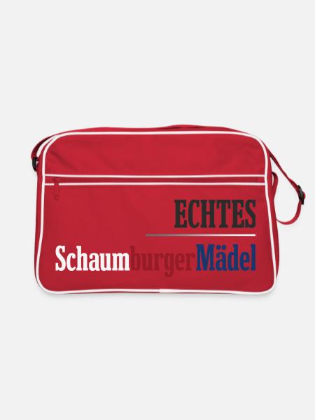 Echtes Schaumburger Mädel Niedersachsen - Retro Tasche - Rot/Weiß - Vorne