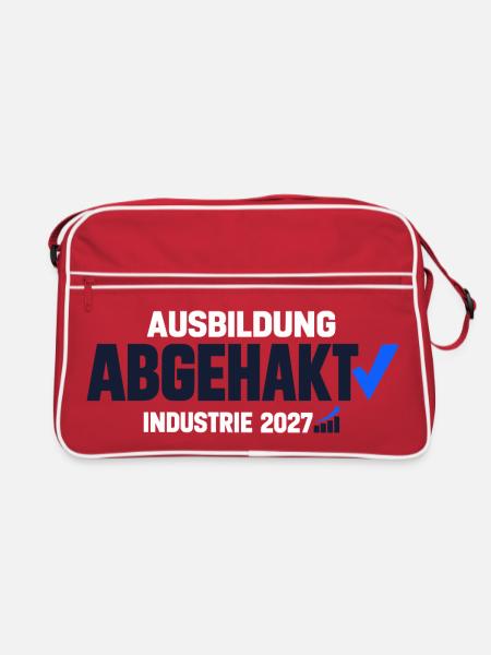 Ausbildung abgehakt – Industrie Abschluss 2027 - Retro Tasche - Rot/Weiß