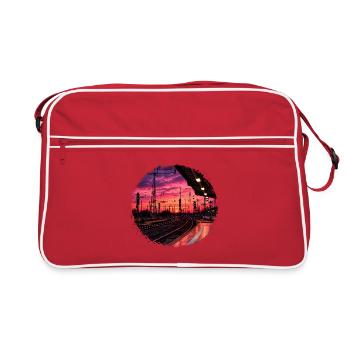Sunset on the platform - Retro Bag - red/white - Front