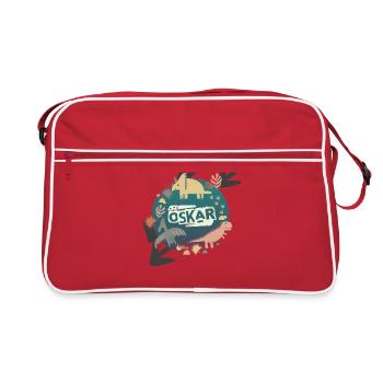 oskar dino pillow petrol - Retro Tasche - Rot/Weiß - Vorne