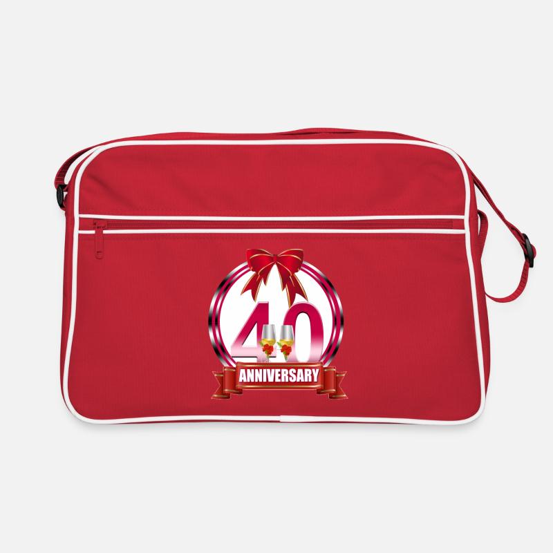40e anniversaire de mariage Anniversaire de mariage Ruby - Sac Retro - rouge/blanc