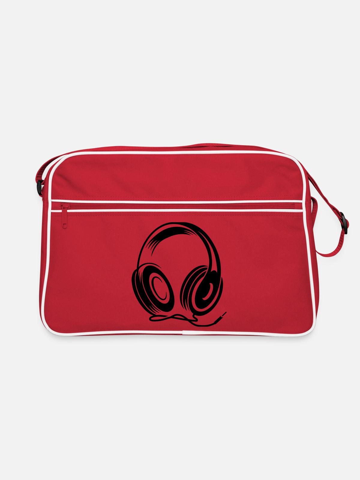 a headphone with cable - Retro Bag - red/white - Front