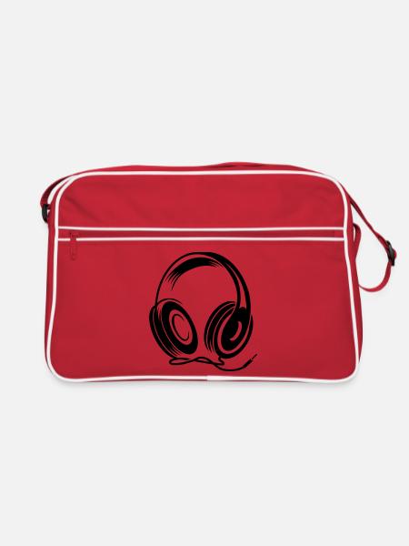 a headphone with cable - Retro Bag - red/white - Front