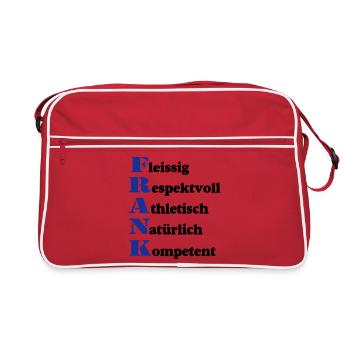 Frank , Vorname,Namensschild,Name,Fun Shirt (25) - Retro Tasche - Rot/Weiß - Vorne