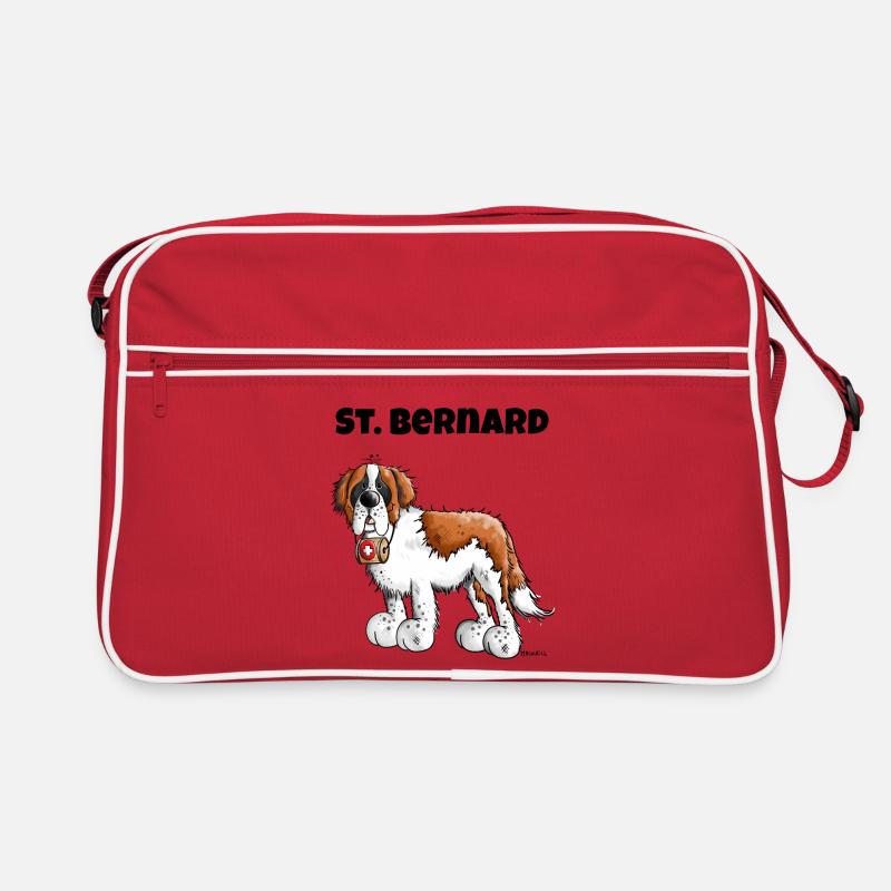 Der Bernhardiner ist da - Retro Tasche - Rot/Weiß