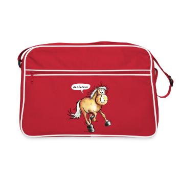 Pferdchen läuft - Pferd - Pferde - Fuchs - Fohlen - Retro Tasche - Rot/Weiß - Vorne
