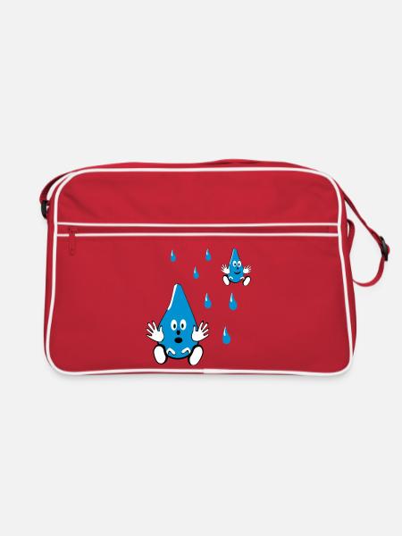 Kleine Wassertropfen Freunde - Retro Tasche - Rot/Weiß - Vorne