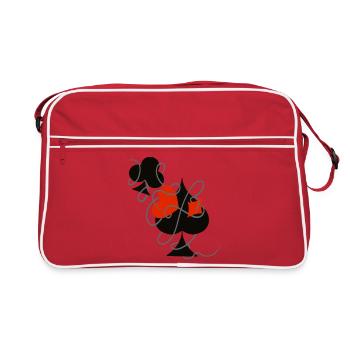 La chance dans le jeu ... | Cartes à jouer | Cadeau - Sac Retro - rouge/blanc - Devant