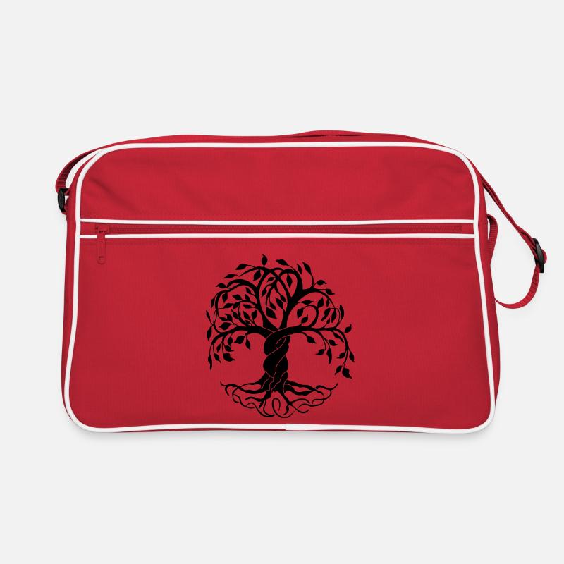 Yggdrasil der Baum des Lebens - Retro Tasche - Rot/Weiß