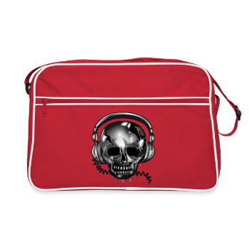Crâne de crâne avec casque au look chromé - Sac Retro - rouge/blanc - Devant