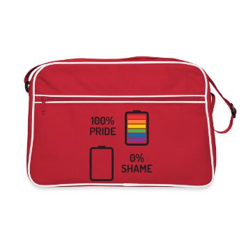 Pride Month - 100% Stolz, 0% Scham - Retro Tasche - Rot/Weiß - Vorne