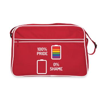 Pride Month - 100% Stolz, 0% Scham - Retro Tasche - Rot/Weiß - Vorne