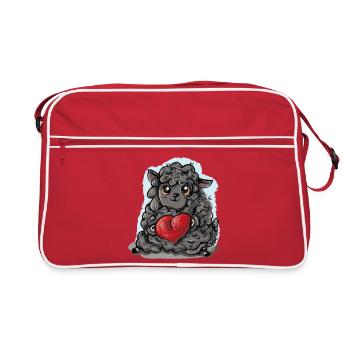 Schwarzes Schaaf - Retro Tasche - Rot/Weiß - Vorne