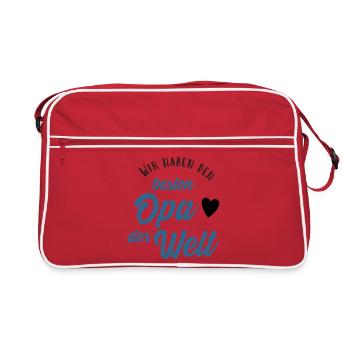 Wir haben den besten Opa der Welt - Retro Tasche - Rot/Weiß - Vorne