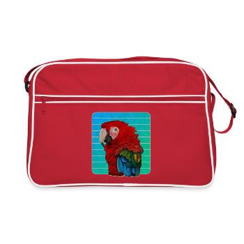 Ara rouge perroquet peinture à la Gouache - Sac Retro - rouge/blanc - Devant