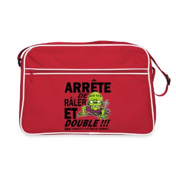 Autocollant Voiture Humour: Arrête de Râler ! - Sac Retro - rouge/blanc - Devant