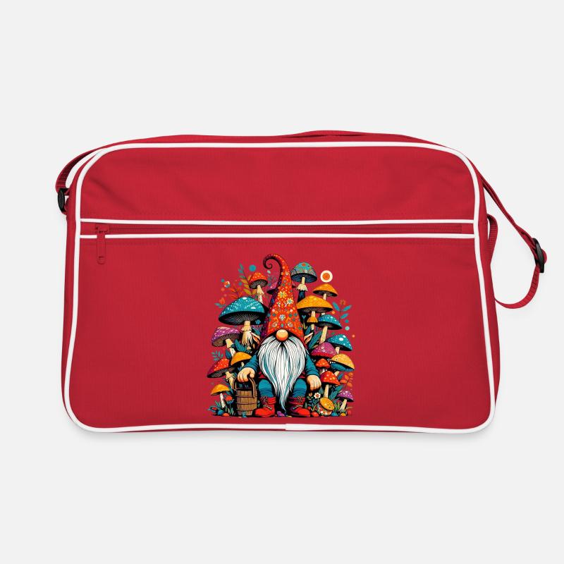 Gnome aux champignons - Sac Retro - rouge/blanc