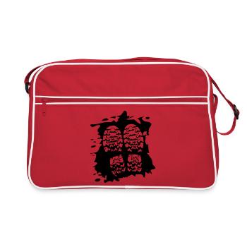 Twin Trails - Empreintes de chaussures [Noir] - Sac Retro - rouge/blanc - Devant