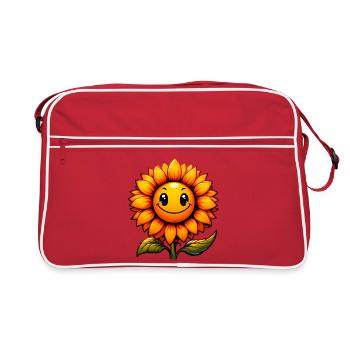 Sonnenblume - Retro Tasche - Rot/Weiß - Vorne