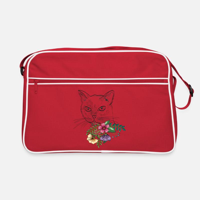 Chat avec bouquet de fleurs Sac Retro