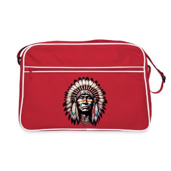 Amerikanisch, Indianer, Amerikaner - Retro Tasche - Rot/Weiß - Vorne