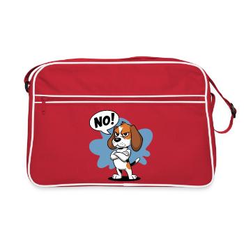 Expressive Beagle Cartoon Illustration - Retro Bag - red/white - Front