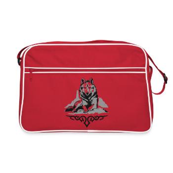 Wolf des Kaukasus - Retro Tasche - Rot/Weiß - Vorne