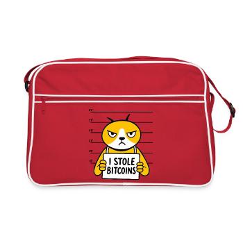 Bitcoin Cat Digital Money Drôle de dicton - Sac Retro - rouge/blanc - Devant