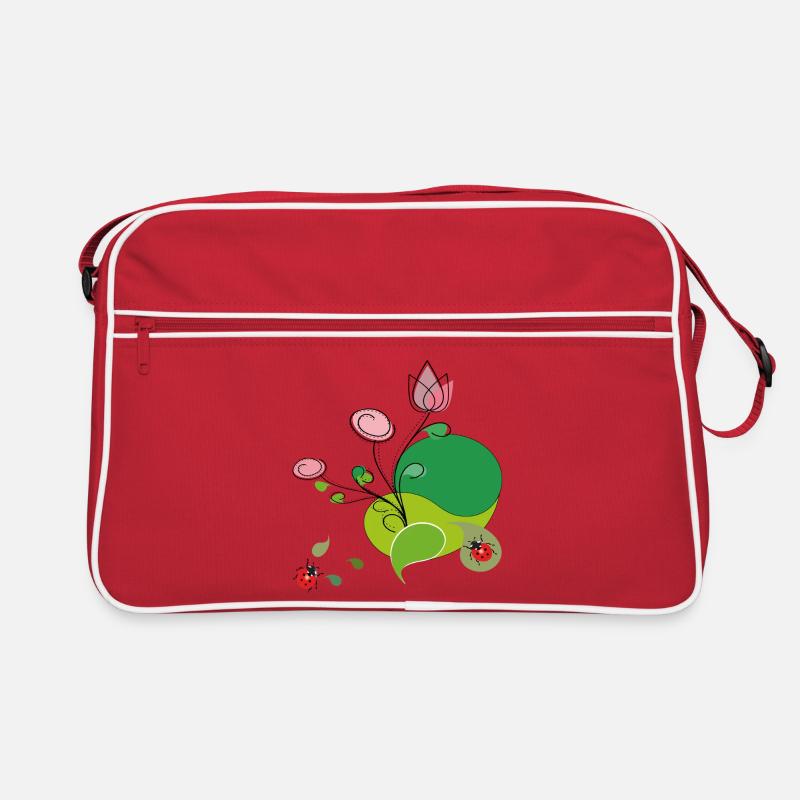 Blume mit Marienkäfer Retro Tasche