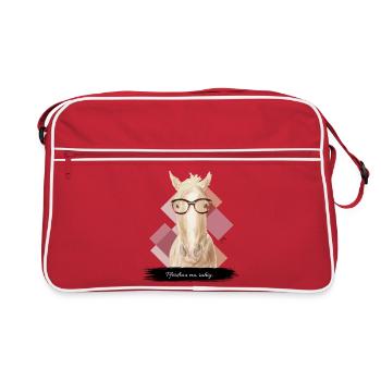 JvG Pferd "Pferdrau ma ruhig." - Retro Tasche - Rot/Weiß - Vorne
