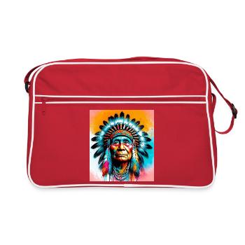 Amerikanisch, Indianer, Amerikaner - Retro Tasche - Rot/Weiß - Vorne