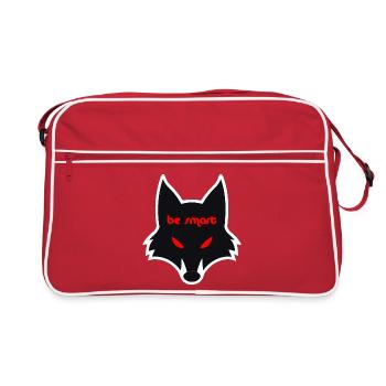 Düstere Wolfgrafik mit Botschaft - Retro Tasche - Rot/Weiß - Vorne