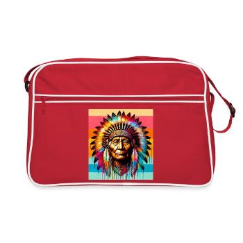 Amerikanisch, Indianer, Amerikaner - Retro Tasche - Rot/Weiß - Vorne
