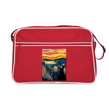 Chat d’Halloween – Motif artistique dans le style de Van Gogh - Sac Retro - rouge/blanc - Devant