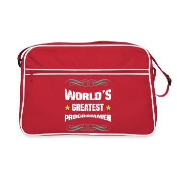 World's Best Programmer Shirt - Retro Bag - red/white - Front