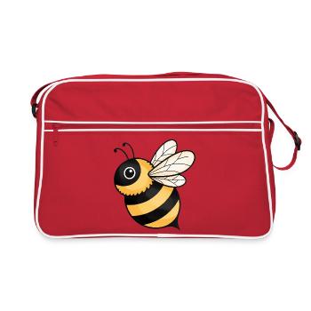 Fröhliche Biene Gelb Schwarz - Retro Tasche - Rot/Weiß - Vorne