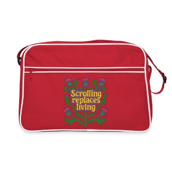 Scrolling Replaces Living - Retro Bag - red/white - Front