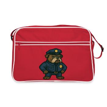 Dessin animé d’officier de police bouledogue - Sac Retro - rouge/blanc - Devant