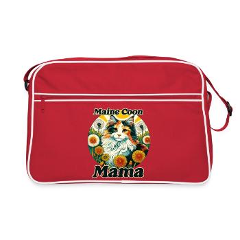 Maine Coon Mama Floral Circle - Retro Bag - red/white - Front