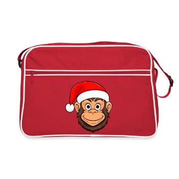 Monkey Christmas / Santa Claus Monkey - Retro Bag - red/white - Front