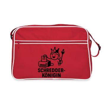 Schredder Königin Büro Lustig Akten Vernichter - Retro Tasche - Rot/Weiß - Vorne