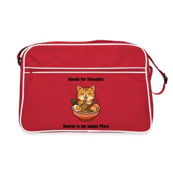 Chat ramen mignon – T-shirt chat nouilles rigolo - Sac Retro - rouge/blanc - Devant