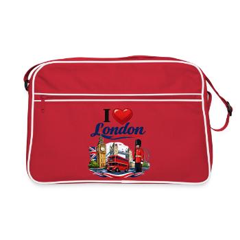 I Love London – Ikonische britische Ikonen - Retro Tasche - Rot/Weiß - Vorne